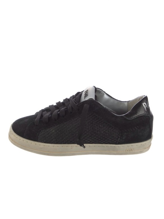 P448 Shoes - P448 Black Low-Top Suede & Mesh Sneaker